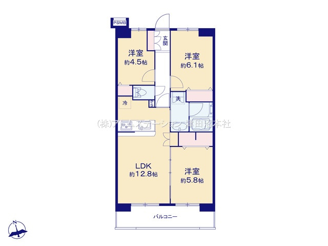 【間取り】 | アトムセレクト　ライオンズマンション津田沼前原第二　９階