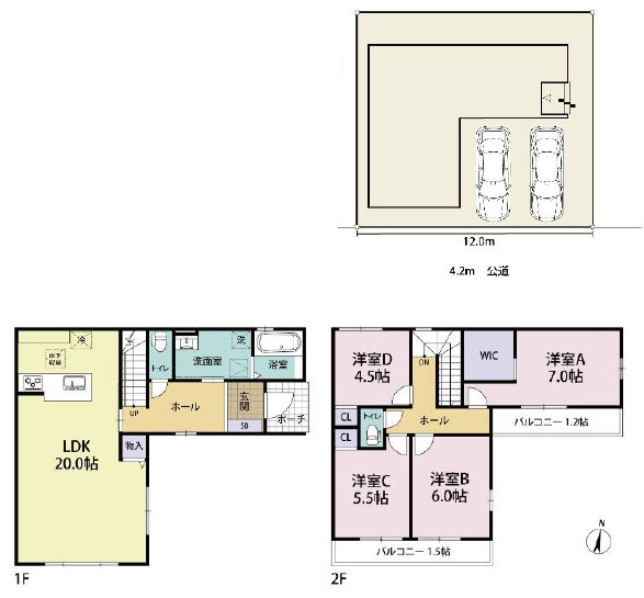【間取り】 | 加古川市西神吉町岸（全１）新築 | 4LDK＋WICです。