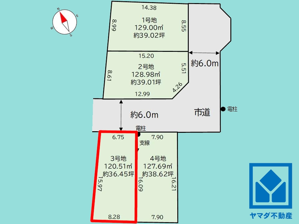 大津市雄琴６丁目　3号棟の区画図