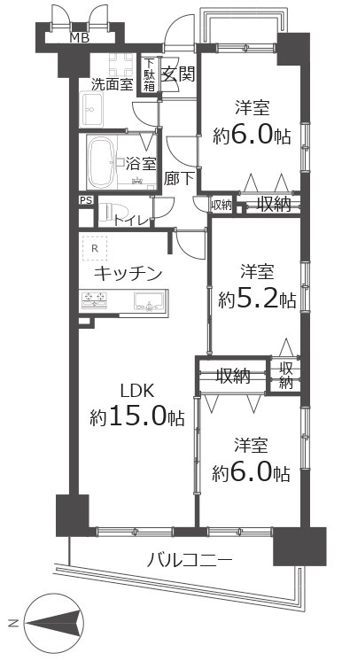 セザール第2西大島の間取り