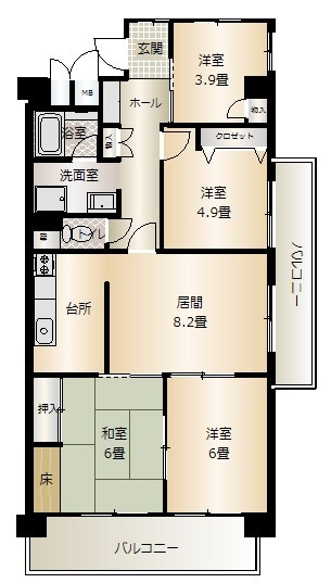 コープ野村京山 6階の間取り|◆部屋数豊富な4LDKの間取りです。