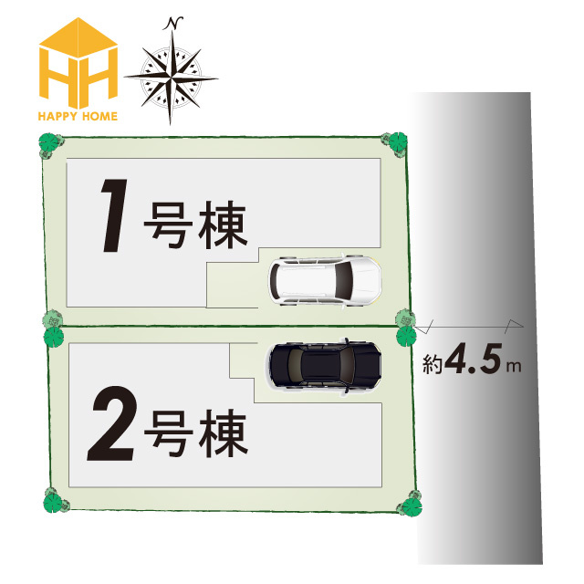 リナージュ塚口町5丁目新築一戸建て│2SLDK+駐車1台可の前面道路含む現地写真|前面道路は東側に約4.5ｍ幅です。