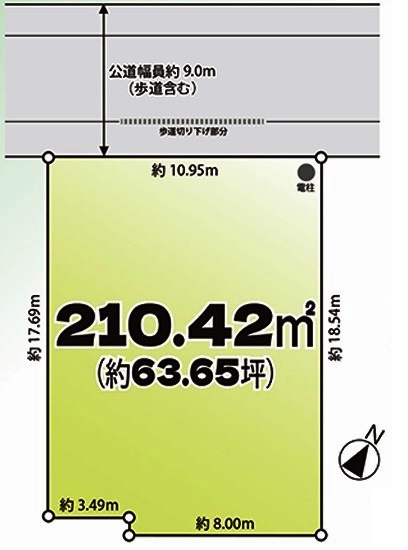 鶴ヶ島市若葉2丁目　建築条件なし売地　東武東上線『若葉駅』徒歩5分　【杉下小学区】の区画図