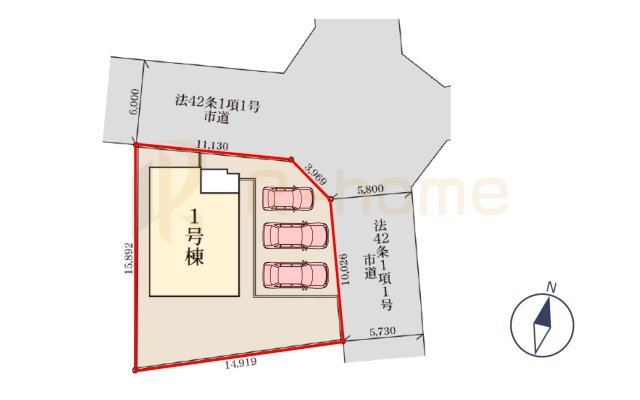 古河市大山第4　新築戸建て　1号棟の区画図|大きなお買い物だからこそ、メリット・デメリットを伝えさせて頂きます。
R-homeにお任せください♪