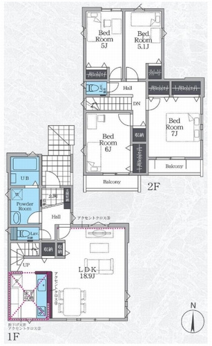 【仲介手数料０円】座間市立野台2期　新築一戸建て　全3棟の間取り|1号棟【仲介手数料０円】座間市立野台2期　新築一戸建て　全3棟
 