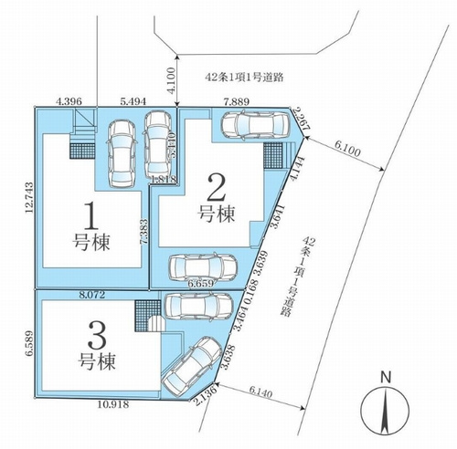 【区画図】 | 【仲介手数料０円】座間市立野台2期　新築一戸建て　全3棟 | 【仲介手数料０円】座間市立野台2期　新築一戸建て　全3棟
 