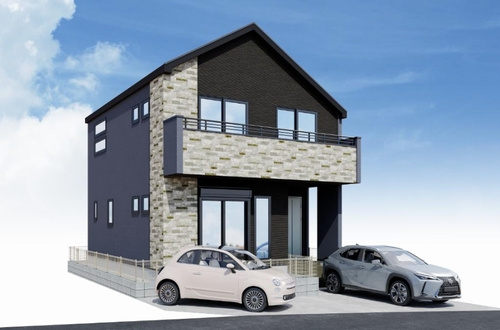 【外観パース】 | 【仲介手数料０円】座間市立野台2期　新築一戸建て　全3棟 | 3号棟パース【仲介手数料０円】座間市立野台2期　新築一戸建て　全3棟
 