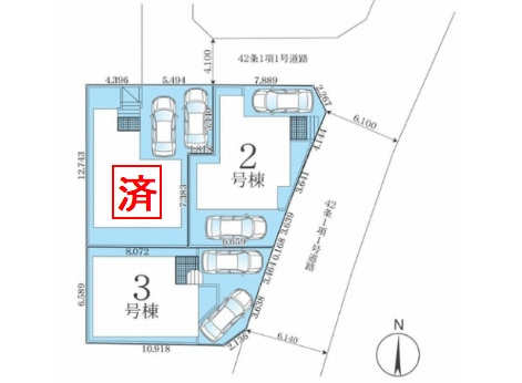 【区画図】 | 【仲介手数料０円】座間市立野台2期　新築一戸建て　全3棟 | 【仲介手数料０円】座間市立野台2期　新築一戸建て　全3棟
 