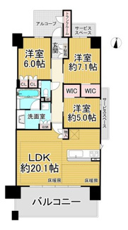 【間取り】 | ジオ川西多田パークサイト　7階