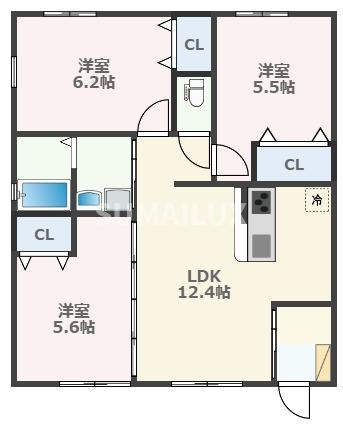セイラタウン平屋貸家Aの間取り
