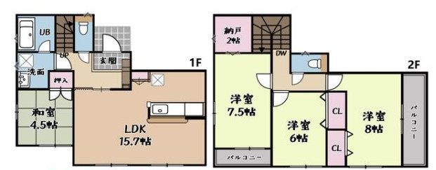 伊達市保原町字久保　中古戸建の間取り
