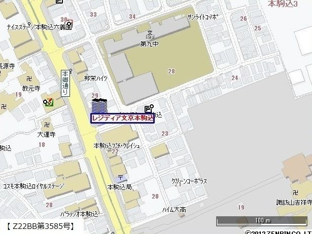 レジディア文京本駒込の地図