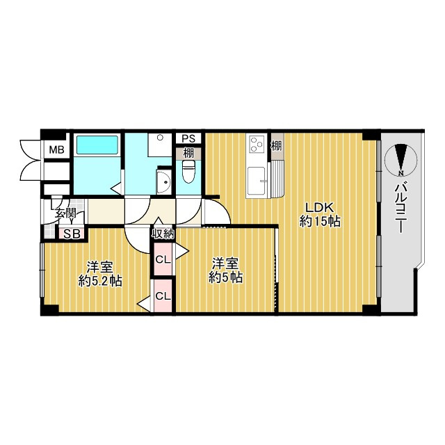 日商岩井菫橋ハイツの間取り|2LDK