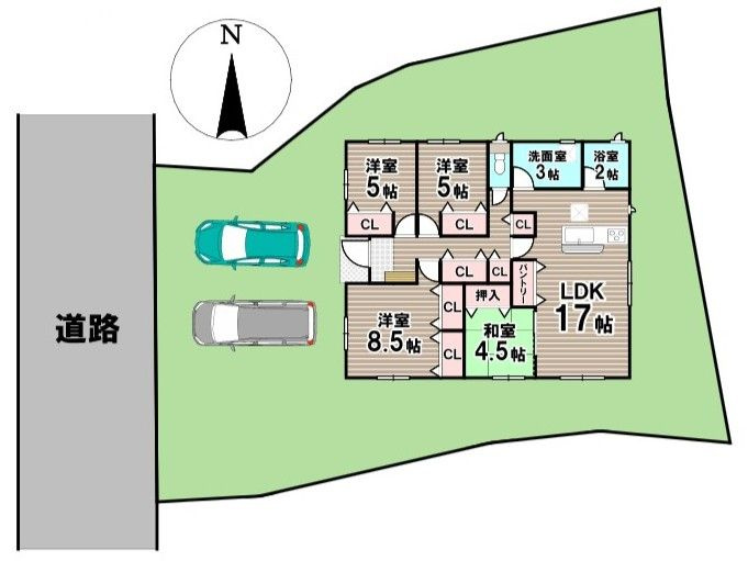 嘉穂郡桂川町大字土居　土地の前面道路含む現地写真|東側前面道路の幅員は約4.1ｍです！