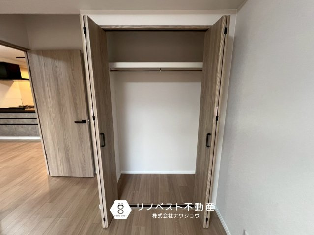 ライオンズマンション若江東壱番館の収納|ハンガーラック・上部棚付きのクローゼット。