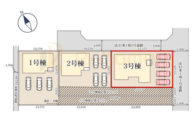 第2古河市諸川　新築戸建て　3号棟の区画図|大きなお買い物だからこそ、メリット・デメリットを伝えさせて頂きます。
R-homeにお任せください♪
