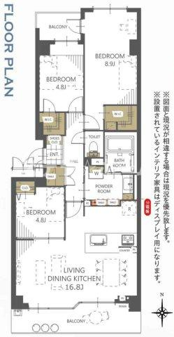 ルネブラン・クール北千里古江台の間取り|3LDK