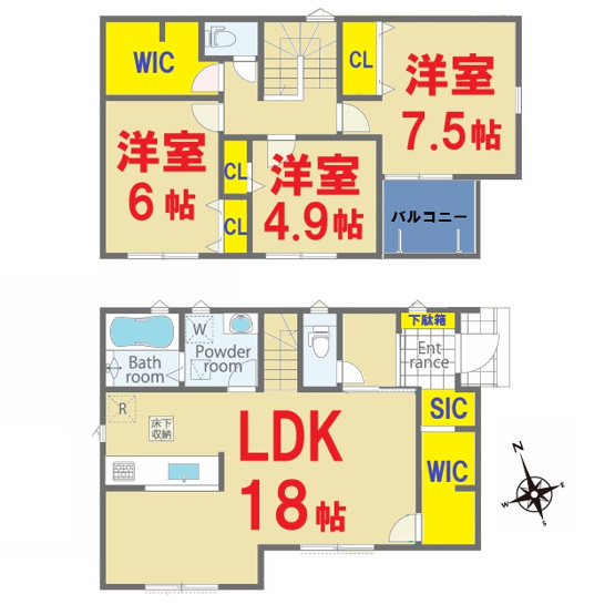 【間取り】 | 香取市みずほ台1号棟 | ご見学はお気軽に0476-37-3888までお問合せ下さい！