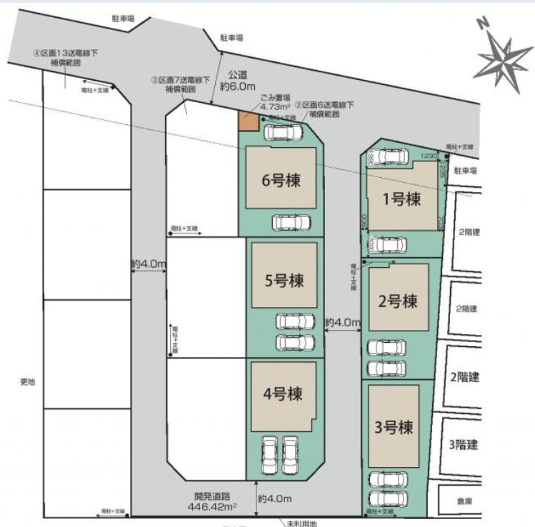 【仲介手数料無料】入間市下藤沢全１３棟　６号棟　入間の不動産なら西武ハウジングの区画図