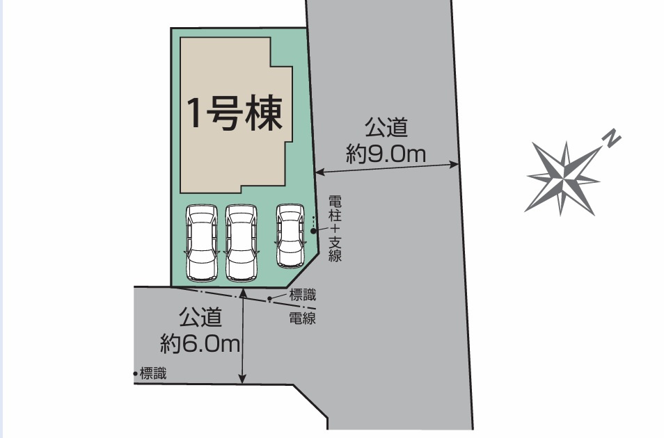 仲介手数料無料　入間市久保稲荷4丁目　新築戸建　全１棟の区画図