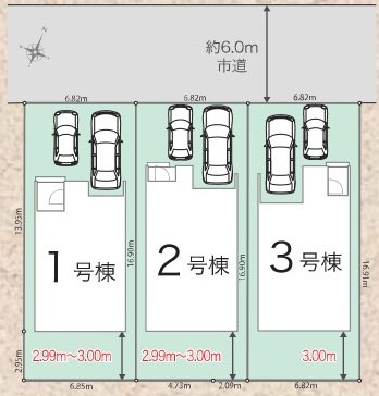 青梅市今寺4丁目　全3棟　3号棟の区画図|区画図です