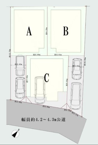 3階建　4LDK カースペース　駅まで平坦の区画図|A号棟