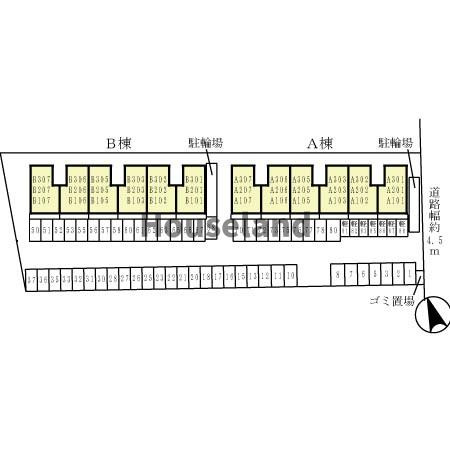 ファミリーメイト矢田 Ｂ棟の区画図