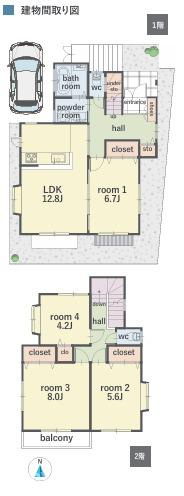 茅ヶ崎市赤羽根　　中古戸建の間取り|南向き　４LDK
