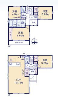 茅ヶ崎市松が丘1丁目　新築戸建　全9棟の間取り|南向き　４LDK