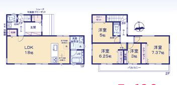 茅ヶ崎市松が丘1丁目　新築戸建　全9棟の間取り|南向き　４LDK