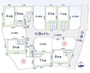 茅ヶ崎市松が丘1丁目　新築戸建　全9棟の区画図|対象地は１号棟です