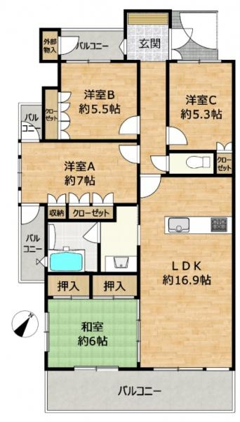 サーパス渡橋の間取り