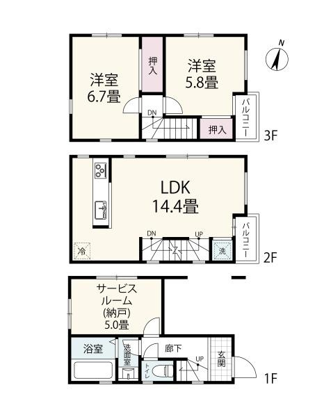 横浜市青葉区美しが丘４丁目の中古一戸建の間取り|収納が多く使いやすい間取りです。