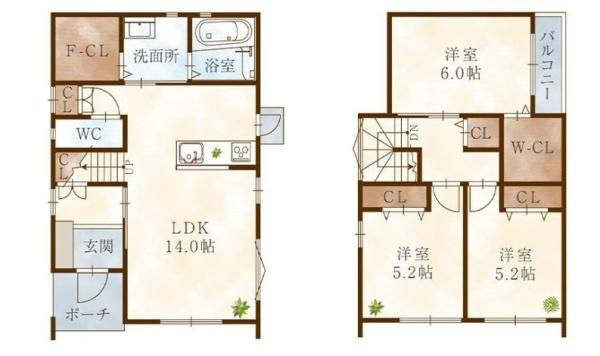 梅原6-7号　新築戸建の間取り