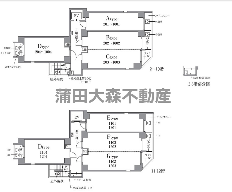 クレイシアIDZ(アイズ)蒲田の区画図|2階～11階区画図