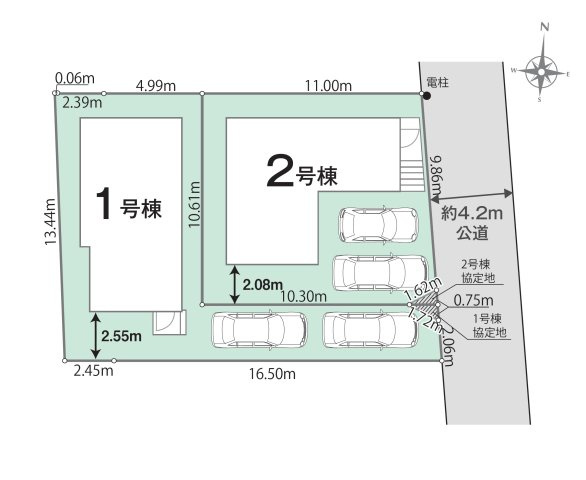 筑紫野市二日市北6丁目第1-2棟（1号棟）の区画図|配置図（1号棟）