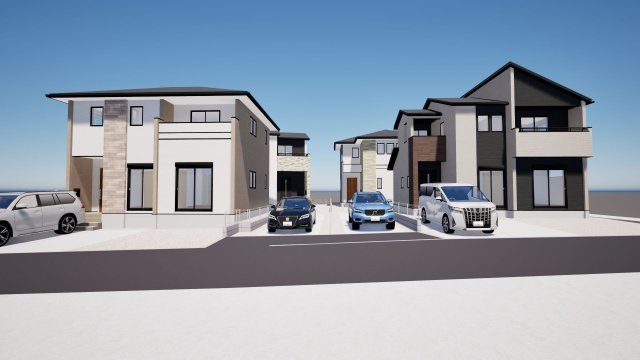 久留米市国分町　新築戸建【3号棟】の外観パース