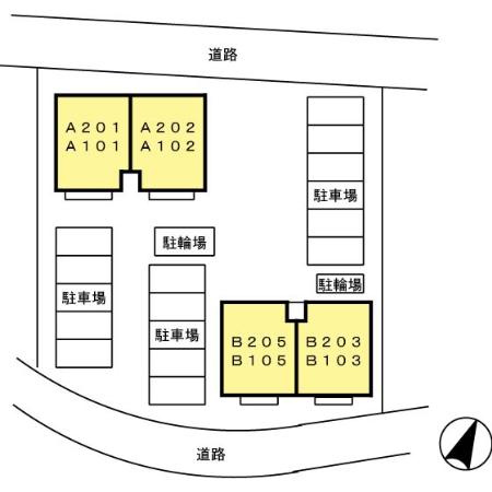 菊池郡菊陽町光の森３丁目のアパートの区画図