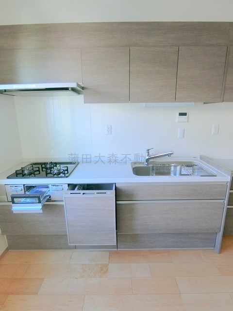 大森東3丁目貸家のキッチン|3口ガスグリル食洗器付きシステムキッチン