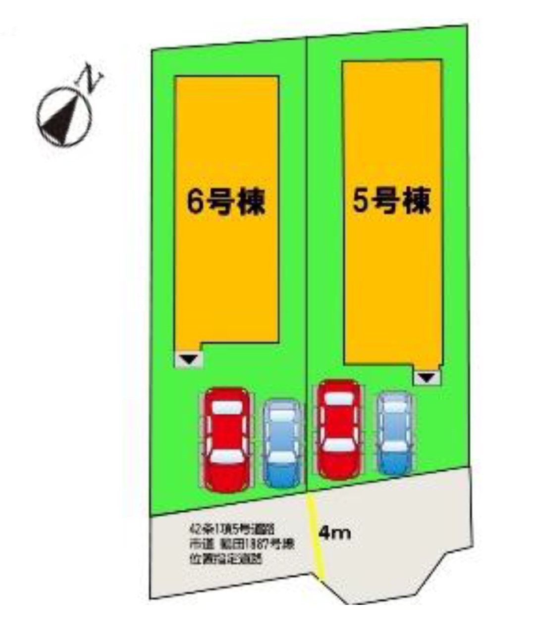 福岡市南区鶴田1丁目第1-2棟（6号棟）の区画図|配置図（6号棟）