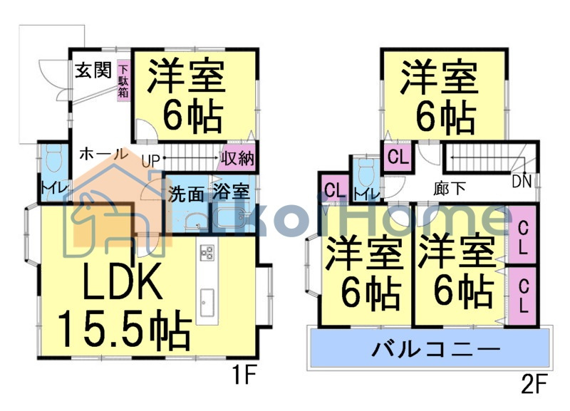 明石市東朝霧丘　中古戸建の間取り|【ホームページに現地動画掲載中】●年中無休：当日予約可●全居室6帖以上ござます！ワイドバルコニー！