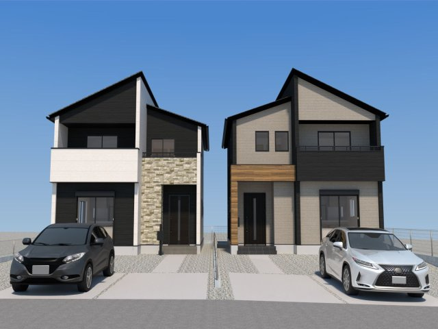 久留米市江戸屋敷１丁目　新築戸建【1号棟】の外観パース