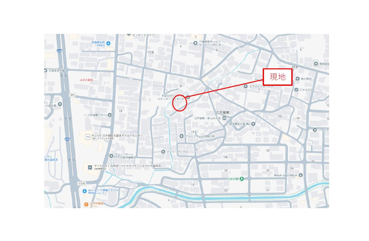 久留米市江戸屋敷１丁目　新築戸建【1号棟】の地図