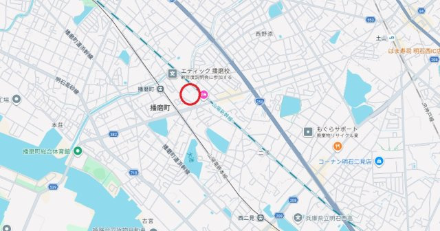 サンシティ本荘壱番館　　山陽電鉄「播磨町駅」徒歩3分の地図