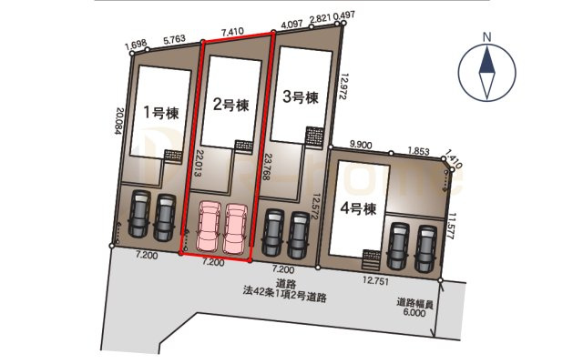 結城市結城第43-II期　新築戸建て　2号棟の区画図|大きなお買い物だからこそ、メリット・デメリットを伝えさせて頂きます。
R-homeにお任せください♪