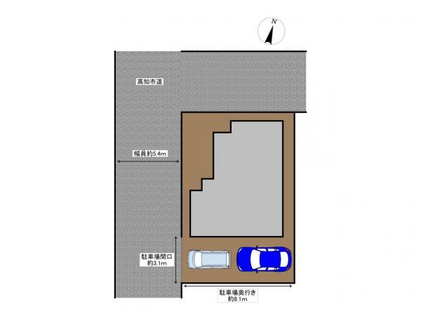 一宮しなね一丁目　中古戸建ての土地図|前面道路と駐車場の入り口が広いので駐車しやすいですよ♪