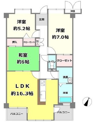 メゾンドール瀬田公園都市Ⅱ番館　12Fの間取り