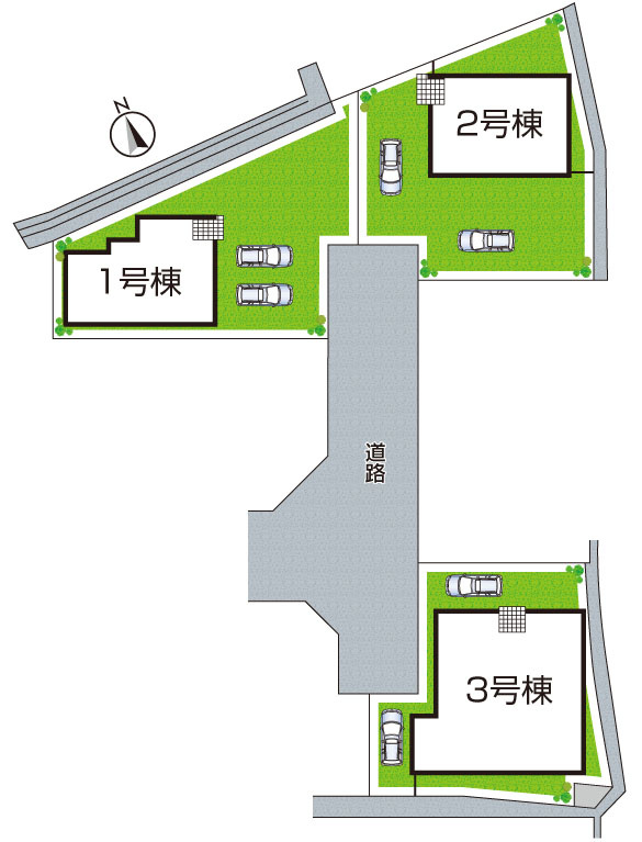 加古川市八幡町上西条　新築一戸建ての区画図|全３区画
