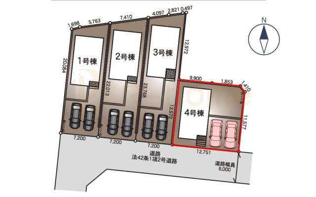 結城市結城第43-II期　新築戸建て　4号棟の区画図|大きなお買い物だからこそ、メリット・デメリットを伝えさせて頂きます。
R-homeにお任せください♪