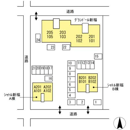 グランドール新福の区画図
